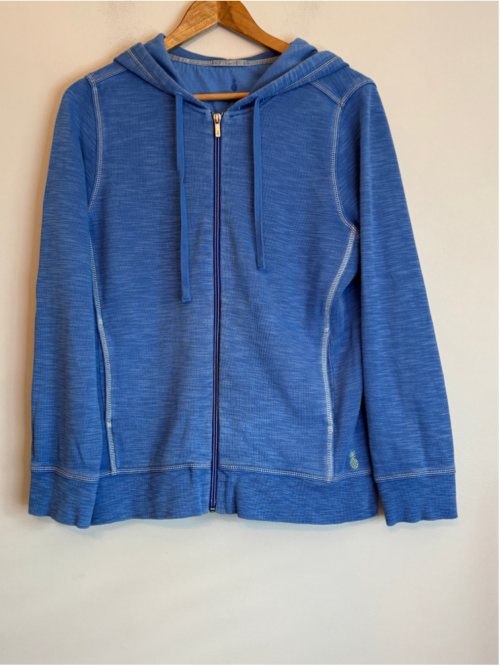 Tommy Bahama Womens Tobago Bay Full Zip-Up Hoodie Size M Blue White Coastal